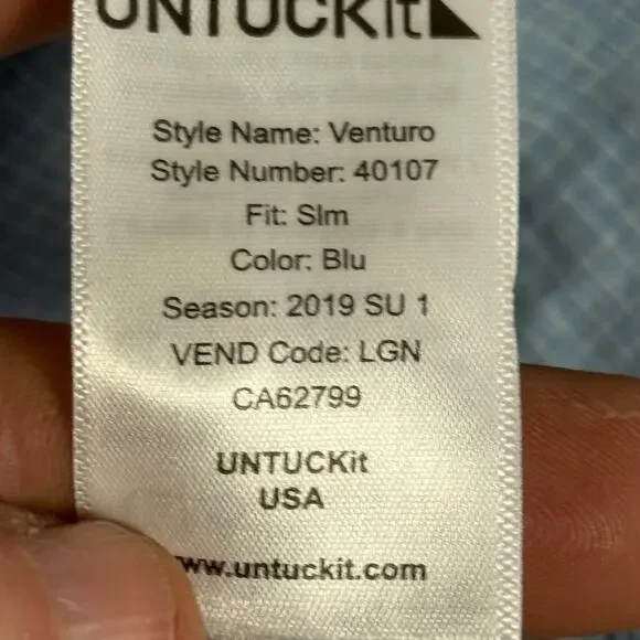 UNTUCKit Mens Slim Fit Shirt Medium Blue Checkered Preppy Classic Button Up - Picture 5 of 8